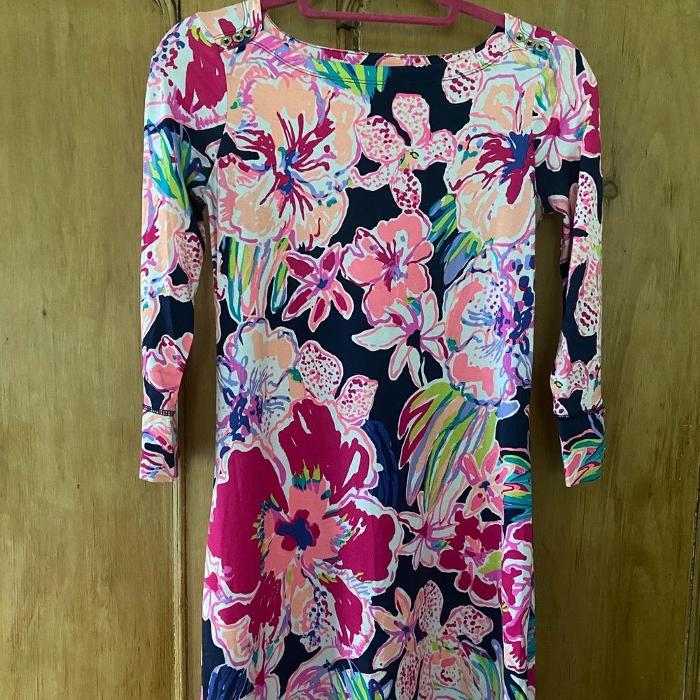 Lilly Pulitzer Sophie Navy Floral Print Knit Dress | XS